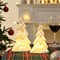 Set of 2 Ceramic Christmas Trees with Lights Tabletop Decor (Glossy White)